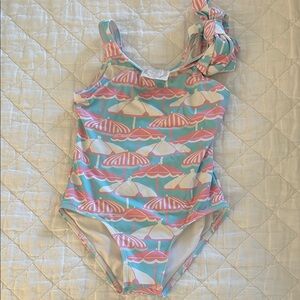 Kids Swimwear with Pink and Blue Umbrella Print